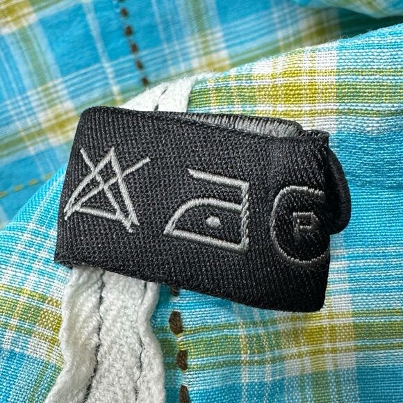 DDC Lab Button Down Shirt Mens Medium Internal Pocket Plaid Blue Mustard White - Picture 13 of 13